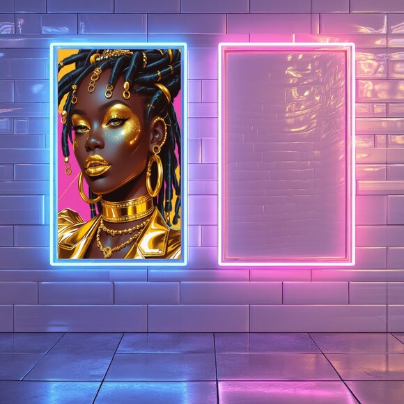 African American Queen w/ Dreadlocks & Gold-GOLDEN SOVEREIGN Artwork - 11"x17" - Picture 3 of 10